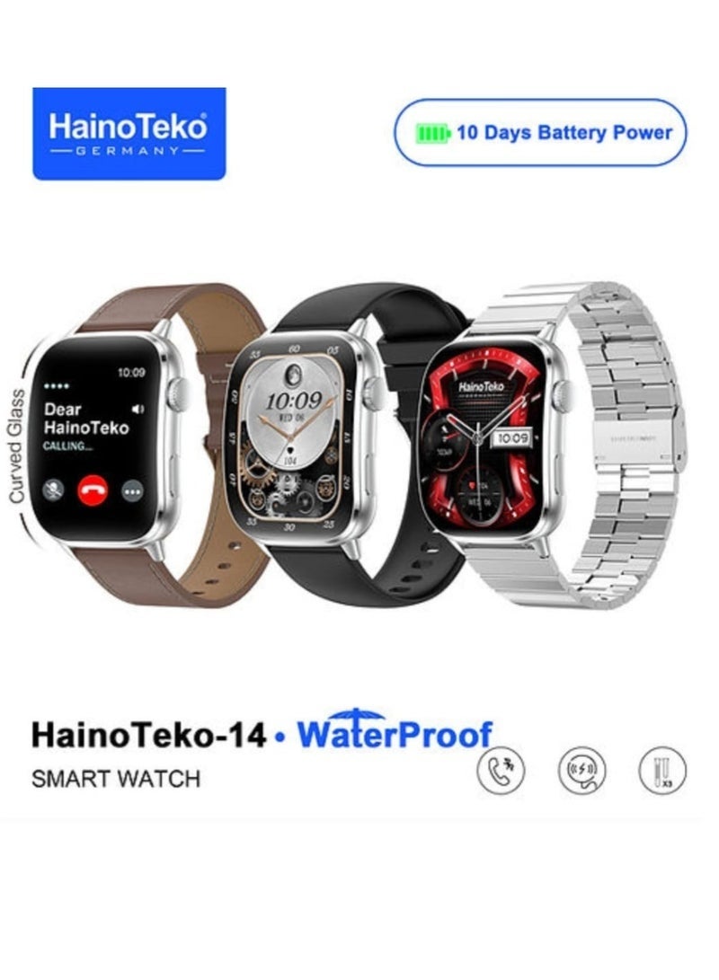 Compare Haino Teko14 Smart Watch, AMOLED Display, Bluetooth Calling, Waterproof, with 3 Straps at KSA Price