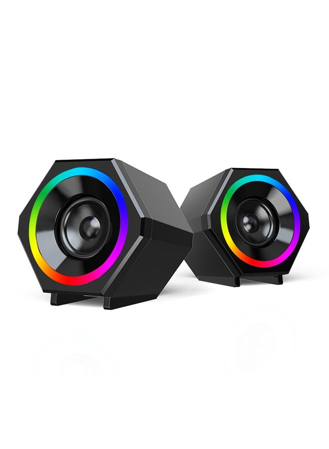 Compare Mini USB Wired PC Speaker Stereo Bass Music Player with RGB Atmosphere Light at KSA Price