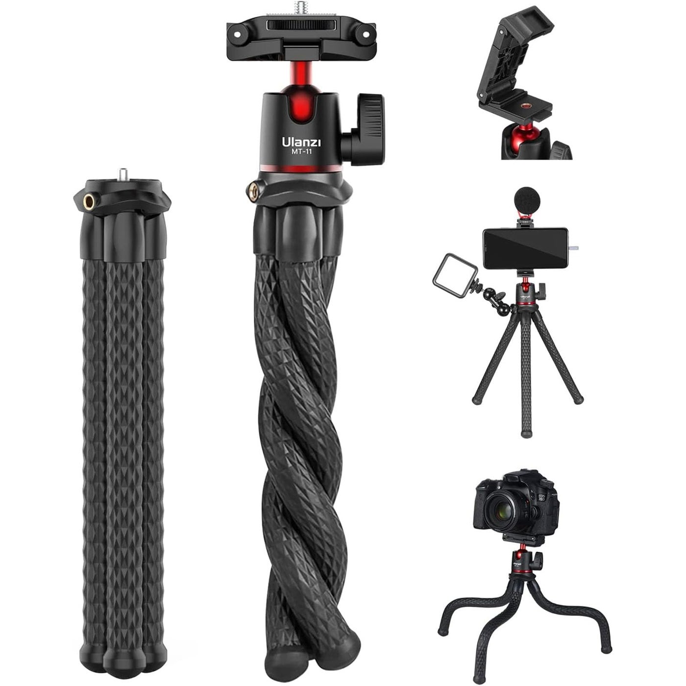 ULANZI Camera Tripod, Mini Flexible Stand w Hidden…