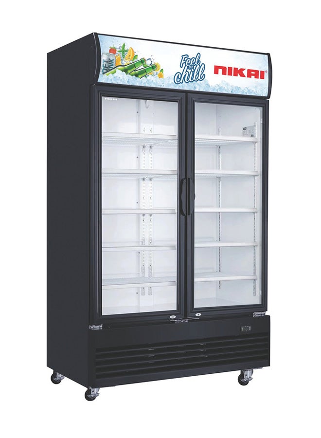 Compare 1200L Double Door Chiller Fridge Commercial | No Frost Chiller | Tropical Compressor | Digital Display Auto Defrost LED Light Adjustable Shelves Castor Wheels Tempered Glass 1200 L 500 W NSF1200FFH Black at KSA Price