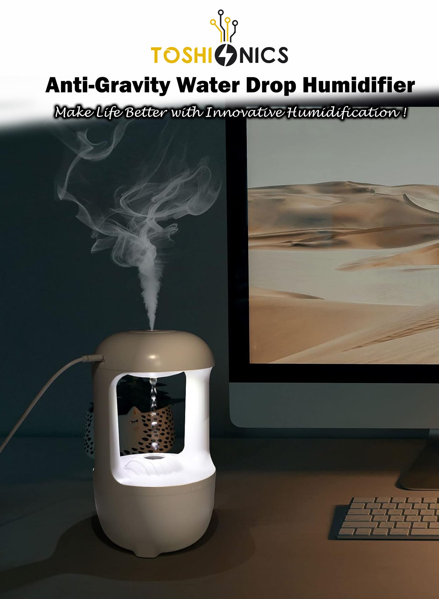 Anti-Gravity Humidifier 500ml Smart Ultrasonic Cool…