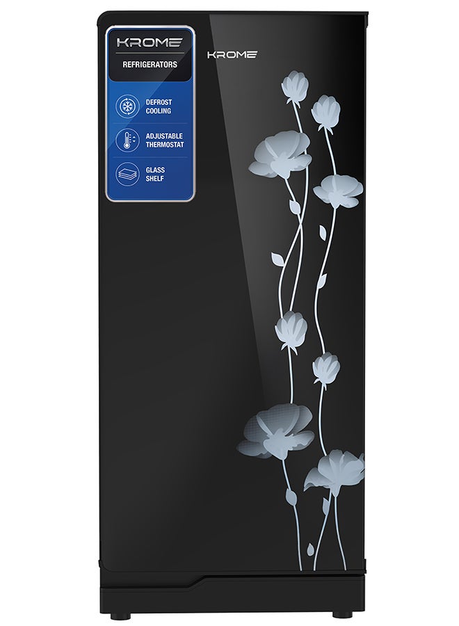 Compare KROME 220L Single Door Refrigerator,165L Net Capacity, Vegetable Crisper, Glass Shelves, LED Interior Light, Mechanical Temperature Control, 1 Year Warranty, Premium Black Glass FinishKRRFD220GG 220 L KRRFD220GG black at KSA Price