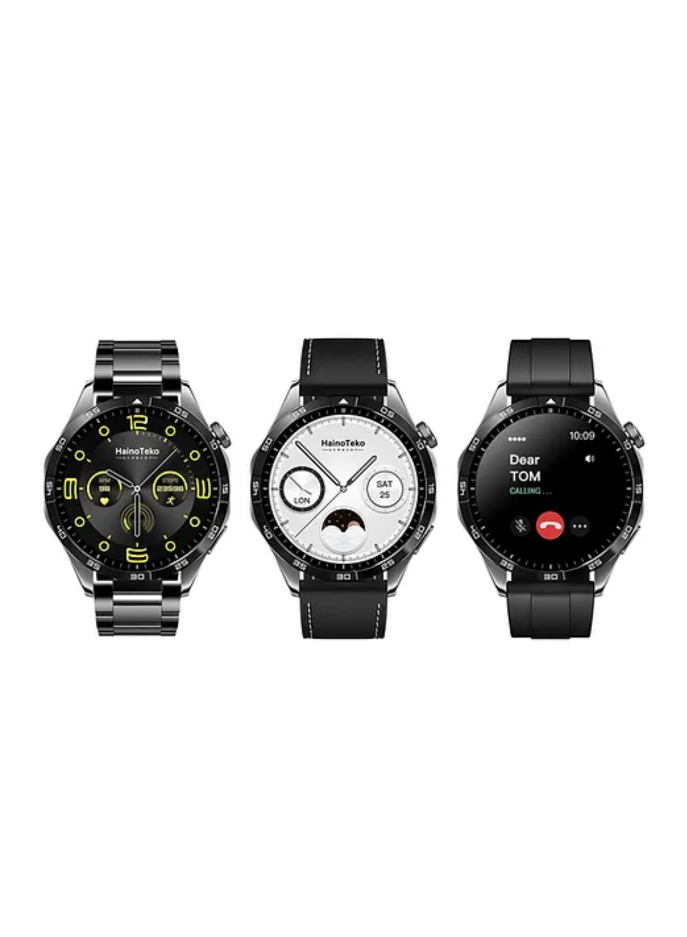 Compare Haino Teko RW44 GT4 Smart Watch with 3 Bands Stainless Steel + Leather + Silicone with AMOLED HD IPS Screen at KSA Price
