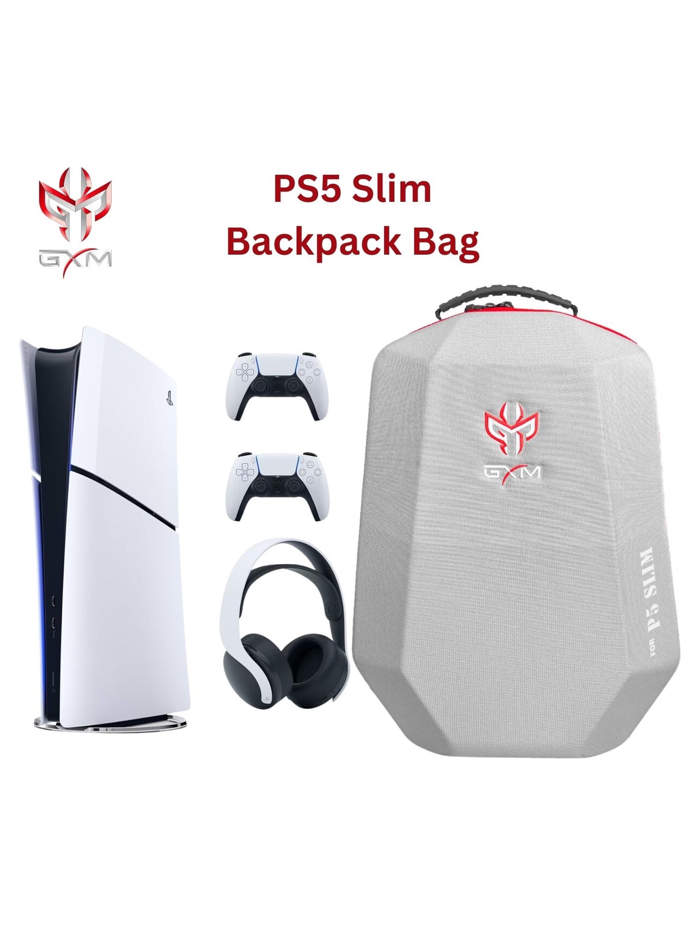 Compare GXM PlayStation 5 Slim Travel Back Pack for PS5 Slim Console Shockproof, Polyester & EPE Material, Canvas Shell, Dacron Lining, Dustproof  Grey at KSA Price