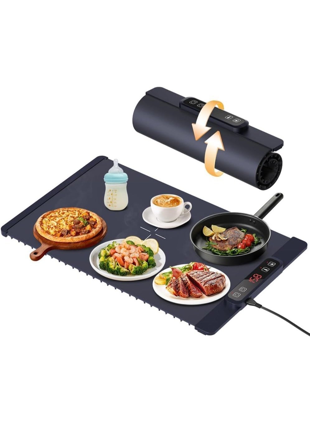 Compare YOUWE7 Portable Food Warmer Warming Mat, Electric Rollable Warming Tray for food with RealTime Temp Display, 5 Temp Levels, Timer, Versatile Food Warmers for Parties, Buffets, Gatherings at KSA Price
