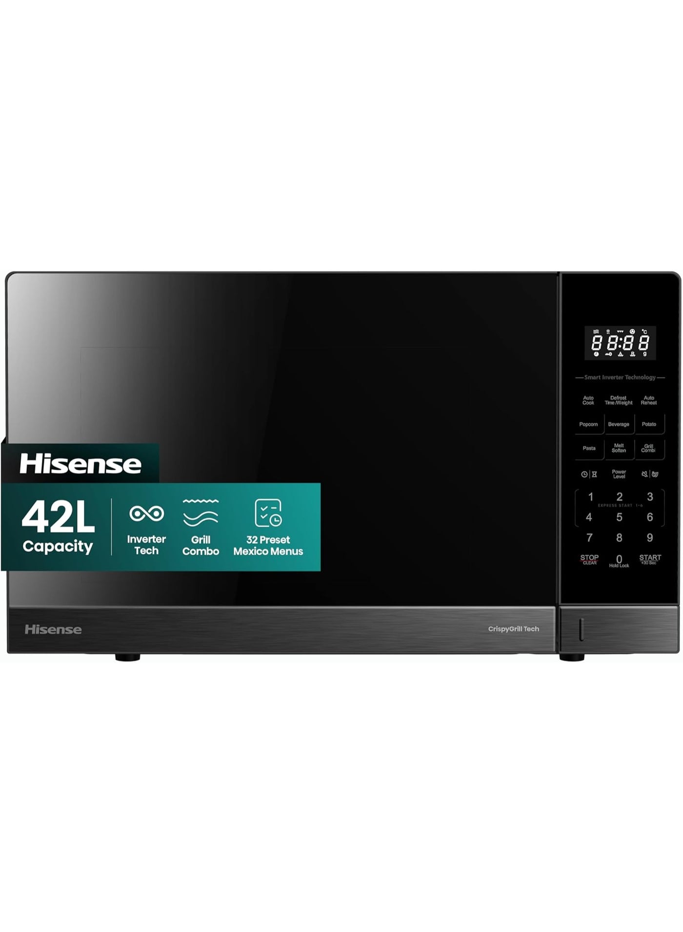 Compare Hisense 42 Liters Large Microwave Oven and Grill Combo for Kitchen, 850W, 10 Power Levels, 24 Preset Menus, 99 mins Timer, Anti Bacteria Ceramic Interiors, Easy to Clean, Child Lock 42 L 850 W HMMG4211DSVG BLACK at KSA Price