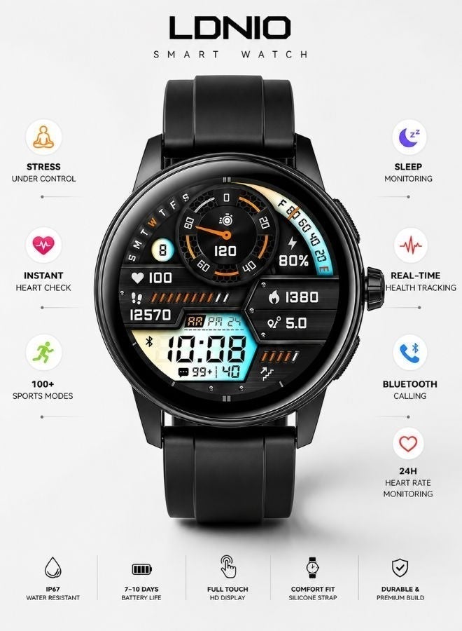 Smartwatch with Real-Time Heart Rate & Oxygen Monitoring,…