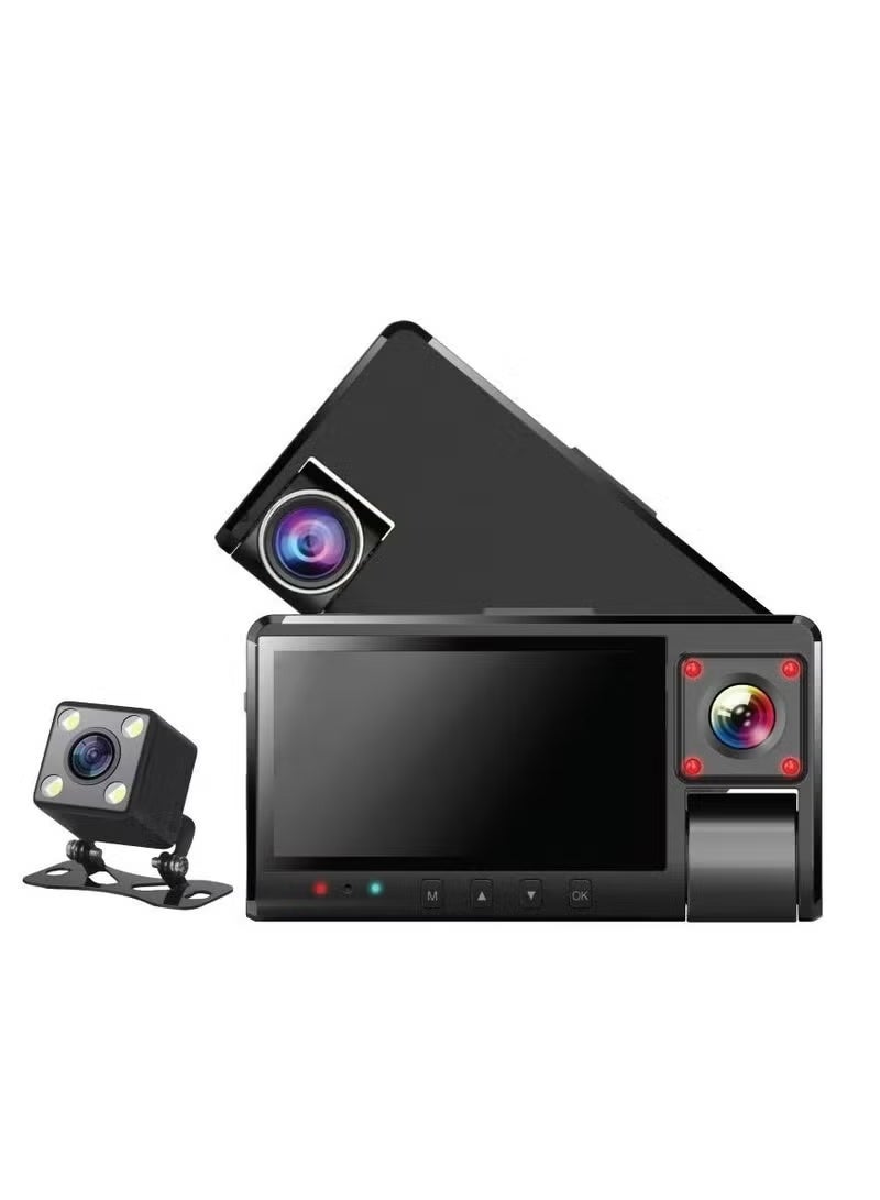 3-Camera Dash Cam with Front, Rear & Interior…