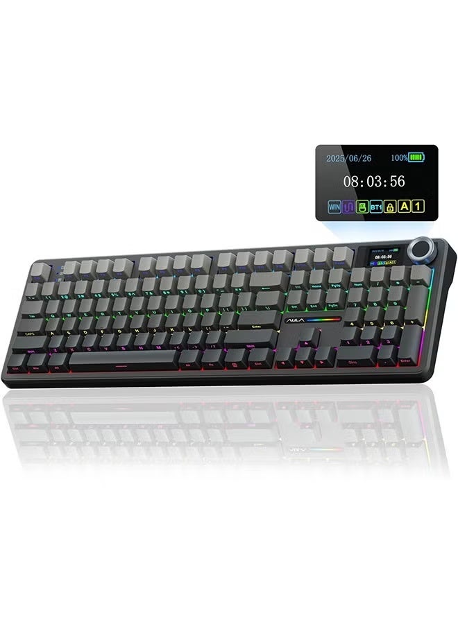 Compare AULA F108 PRO  Wireless Mechanical Keyboard with Screen & Knob,Full Size Keyboard with 8000mAh Battery,Prelubed Switches,Side Printed PBT Keycaps,RGB Backlit Hot Swappable Custom Gaming Keyboards at KSA Price