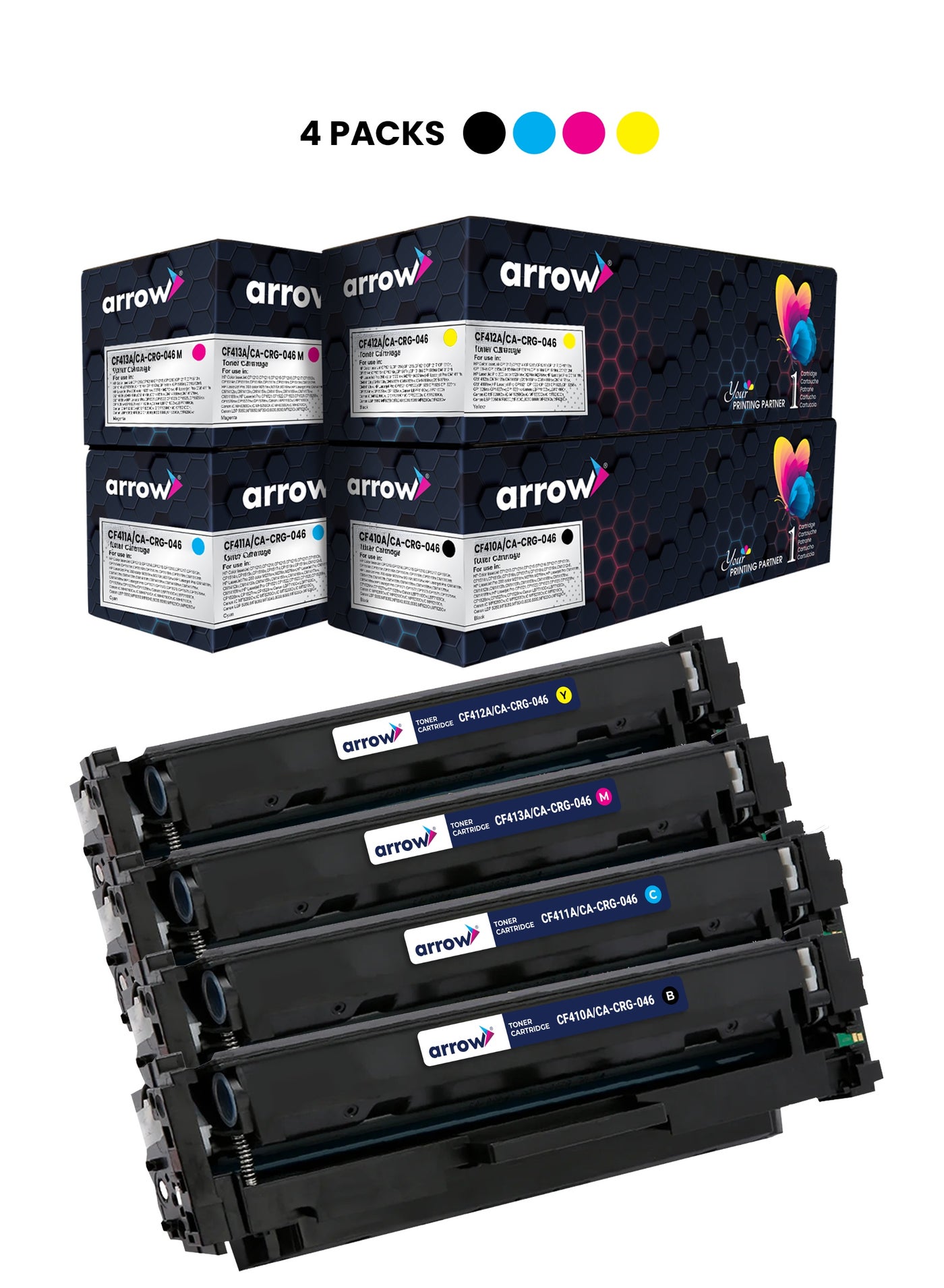 Compare CF410ACACRG046 FULL SET OF 4 PACK BLACK,CYAN,YELLOW,MAGENTA Replacement For HP Colour LaserJet Pro M452dw452dn452nw HP Colour LaserJet Pro MFPM477fnwM477fdnM477fdw HP Colour LaserJet Pro MFP M377dw Canon Colour image CLASS LBP654CdwMF735Cdw MF731CdwMF733Cdw Canon Colour iSENSYS LBP654Cx653CdwMF732Cdw734Cdw735Cx Canon Satera MF731CdwLBP654CLBP652CLBP651CMF735Cdw MF733Cdw at KSA Price
