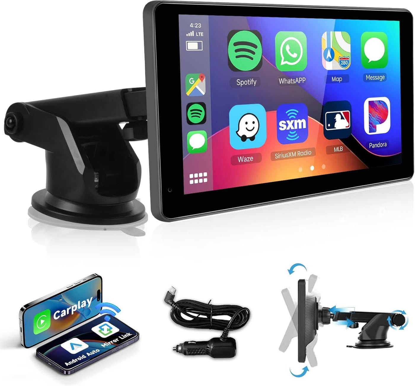 Podofo Wireless Carplay Screen for Car,7inch 1080P…