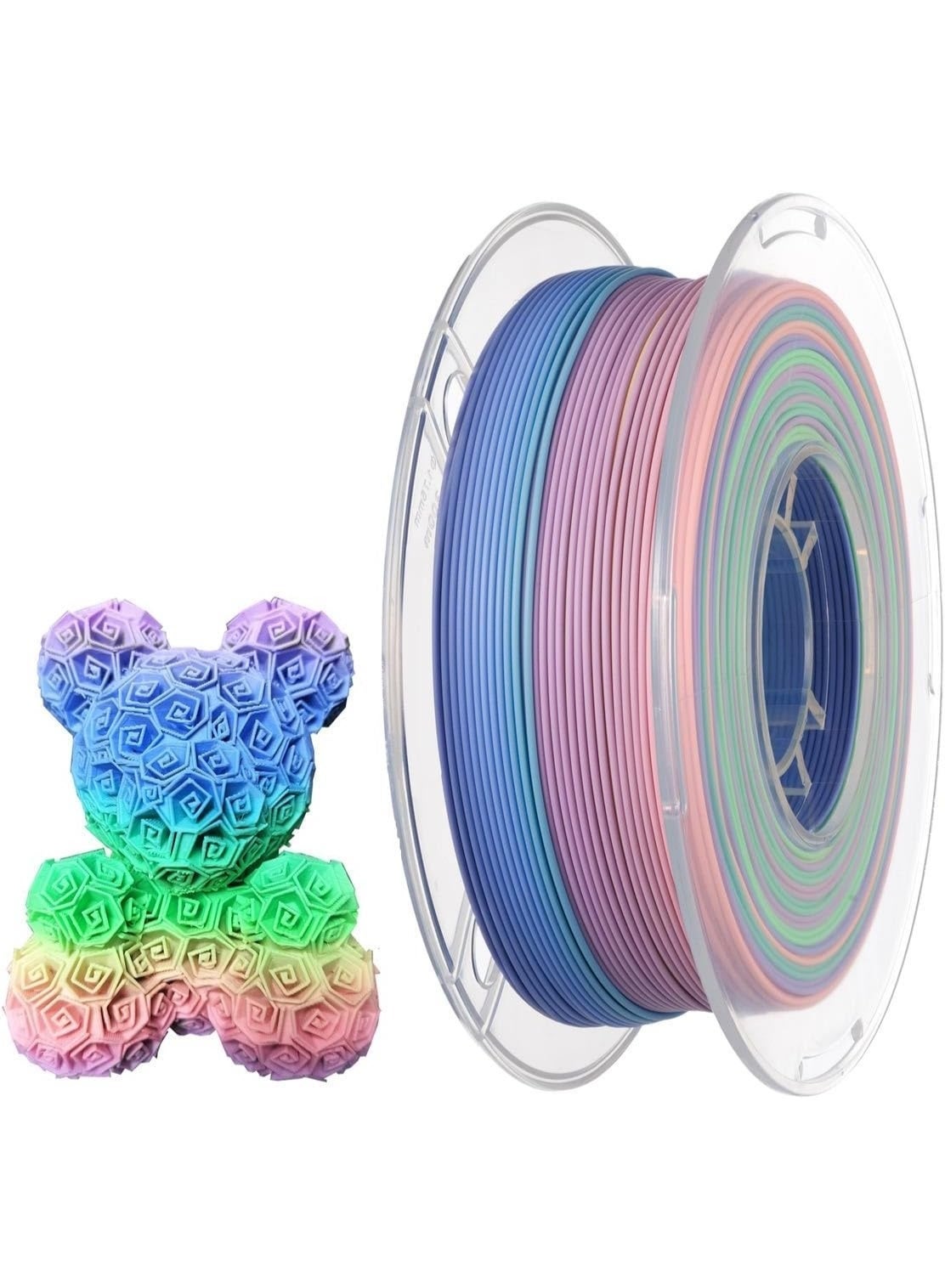 Compare PLA Matte Rainbow 1.75mm 3D Printer Filament 1KG for FDM Printing, Easy Printing PLA Material with Smooth Color Transition, Stable Extrusion, Consistent Diameter, Matte Surface Finish for Prototyping, Decorative Models, Education at KSA Price