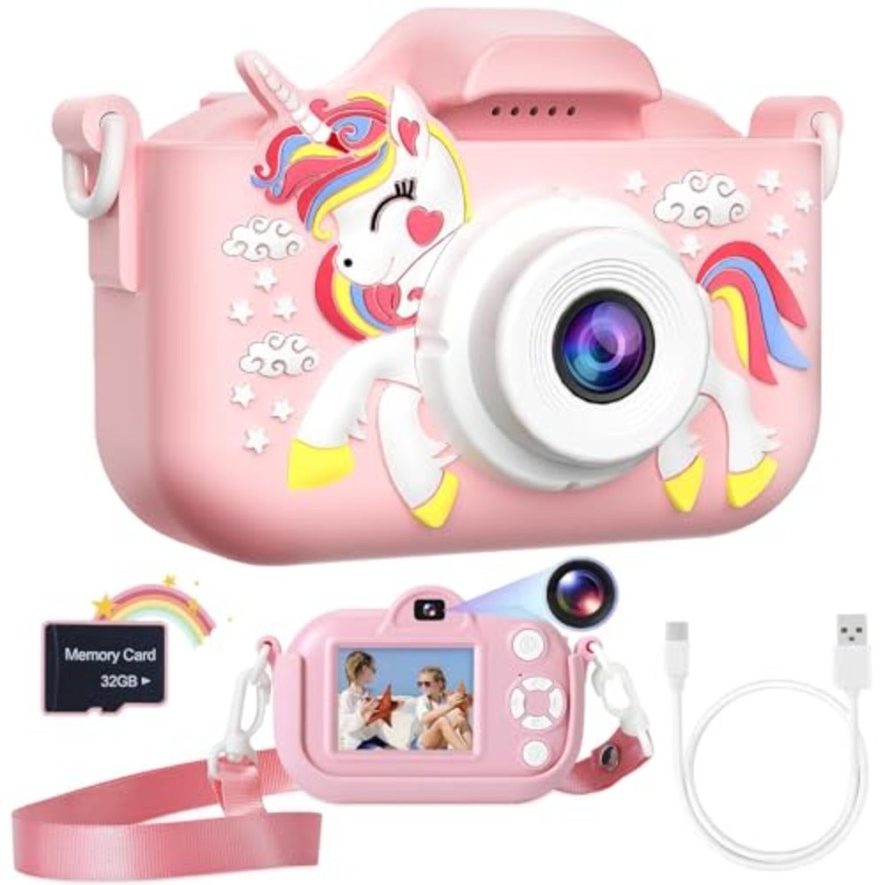Compare Digital Camera for Girls Age 38 1080P Video Camera with 32MP Dual Lens Home Travel Use Pink Protective Cover 32GB SD Card Included Lightweight, Shockproof, EasyGrip Design at KSA Price