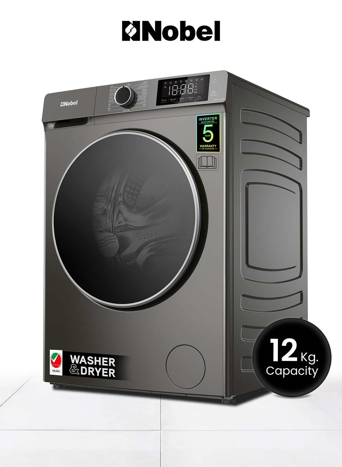 12/8 Premium Combo Washer Dryer with 16 Programs,…