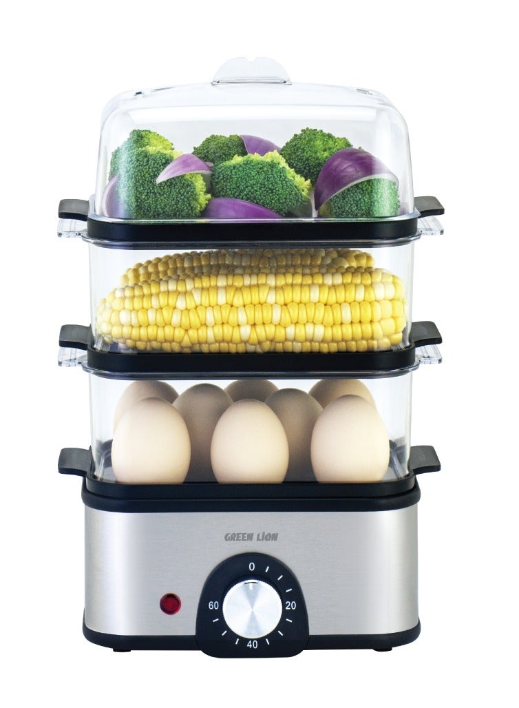 Compare 3Tier Egg Cooker & Vegetables Steamer 500W with 16 Egg Capacity & 060 min Timer Knob UK  500mL Water Reservoir  Stainless Steel Heating  Rotary Knob  Steam Vent Lid  1L Steam Rack  BPA Free Plastic  Indicator Light  Grey at KSA Price