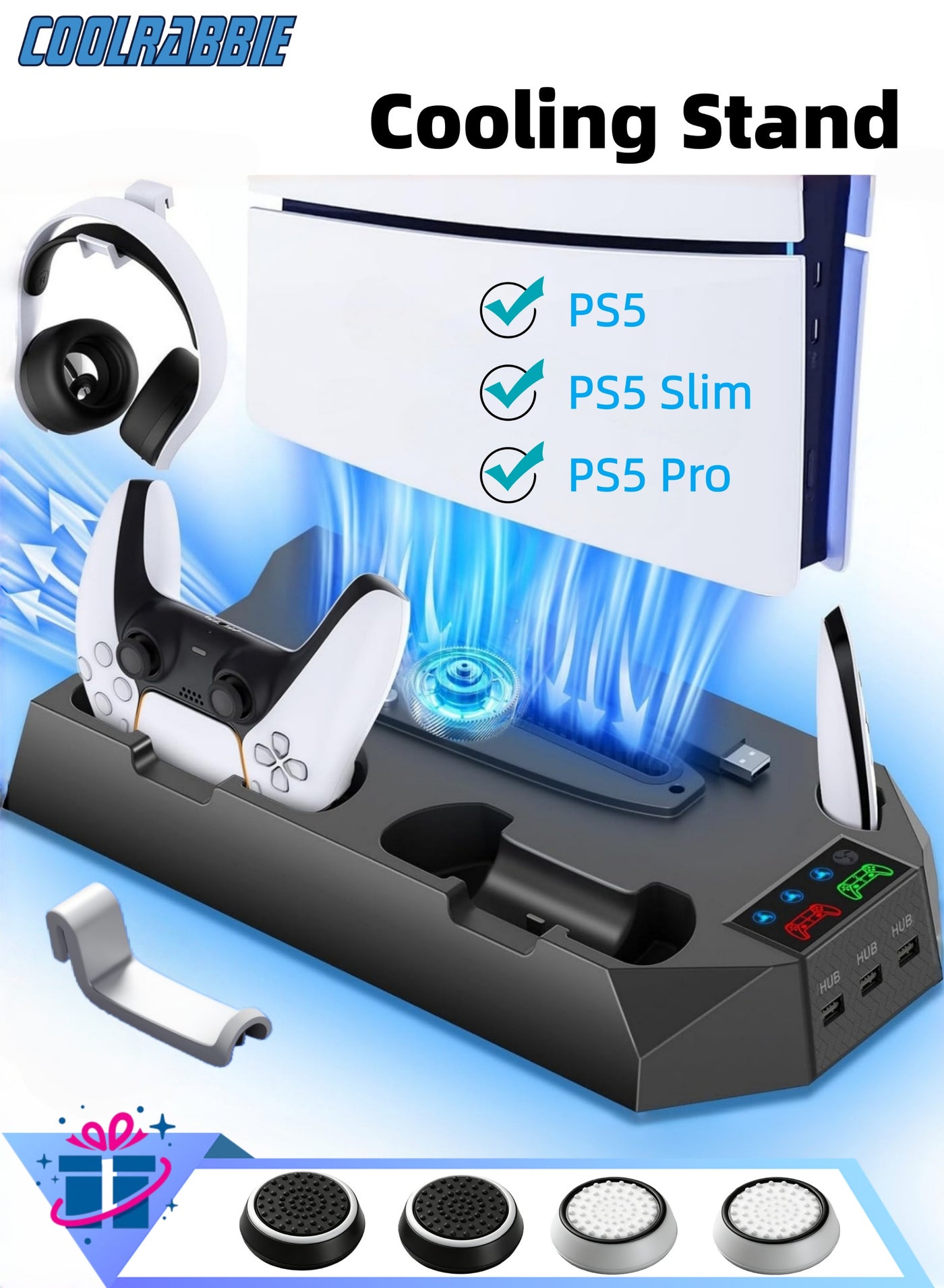 Vertical Cooling Stand for PS5/PS5 Slim/PS5 Pro…