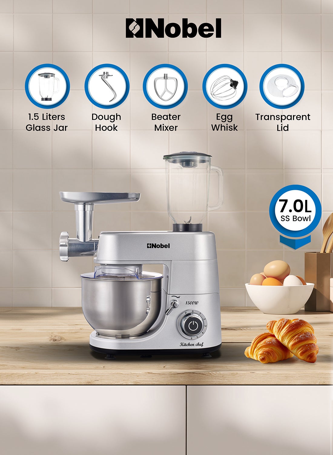3 in 1 Food Processor Multifunctional Stand…