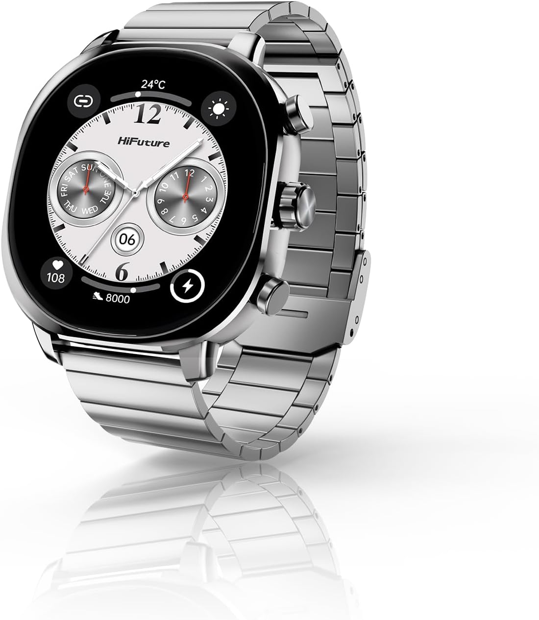 Compare HiFuture AIX Stainless Steel Smartwatch with 1.43 AMOLED Display, Wireless Calling, Health Monitoring, 10Day Battery Life, IP67 Waterproof  Silver at KSA Price