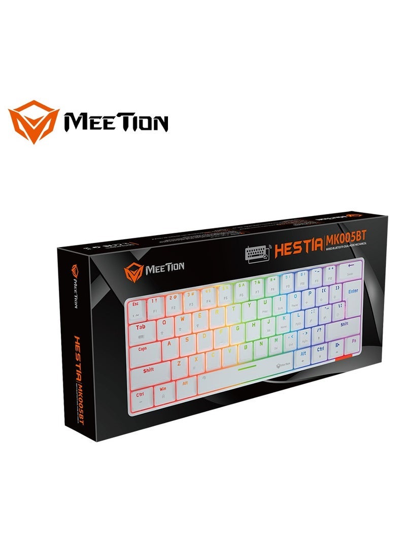 Compare MEETION MK005BT Classic Style 60% Mechanical Gaming Keyboard in White with Dual Mode Bluetooth & Wired USB Connection, Ergonomic Design, Durable Double Injection Keycaps, Responsive Mechanical Switches, Portable Compact Layout for Game at KSA Price