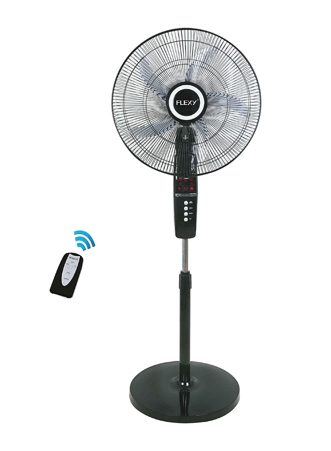 Compare 18 Inch Stand Fan With Remote Control And Timer | Pedestal Floor Cooling Fan For Home And Outdoor Use | 5 Leaf 3 Speed Powerful Electric Tower Fan at KSA Price