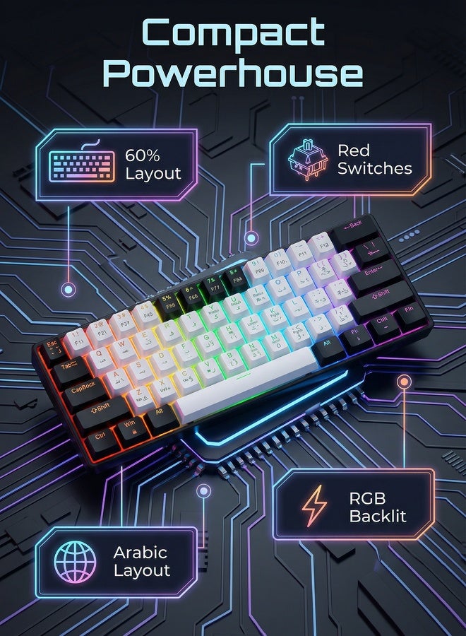 Keyboard, gaming keyboard, red axis, Arabic keycap,…