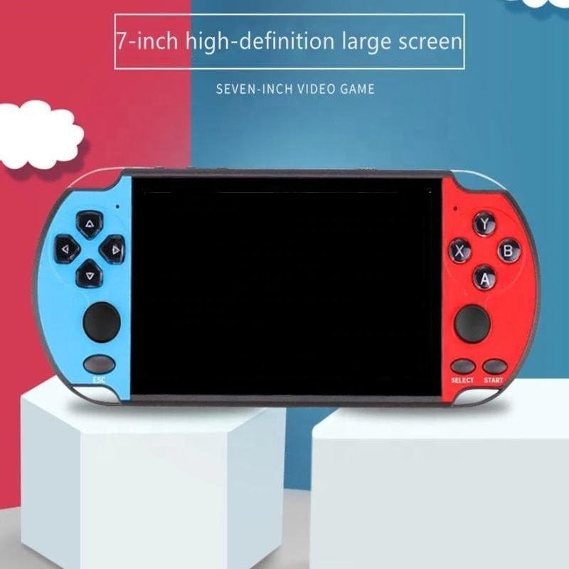 Compare Portable Game Console, 7Inch HD Screen, 3500 Builtin Games, 64Bit Gaming System, Blue and Red at KSA Price