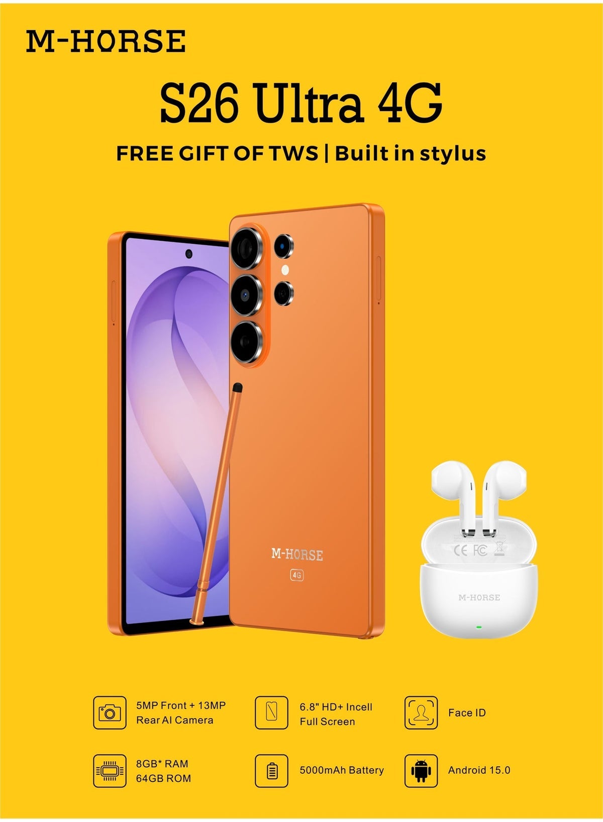 M-HORSE S26 Ultra 4G Smartphone, 6.8