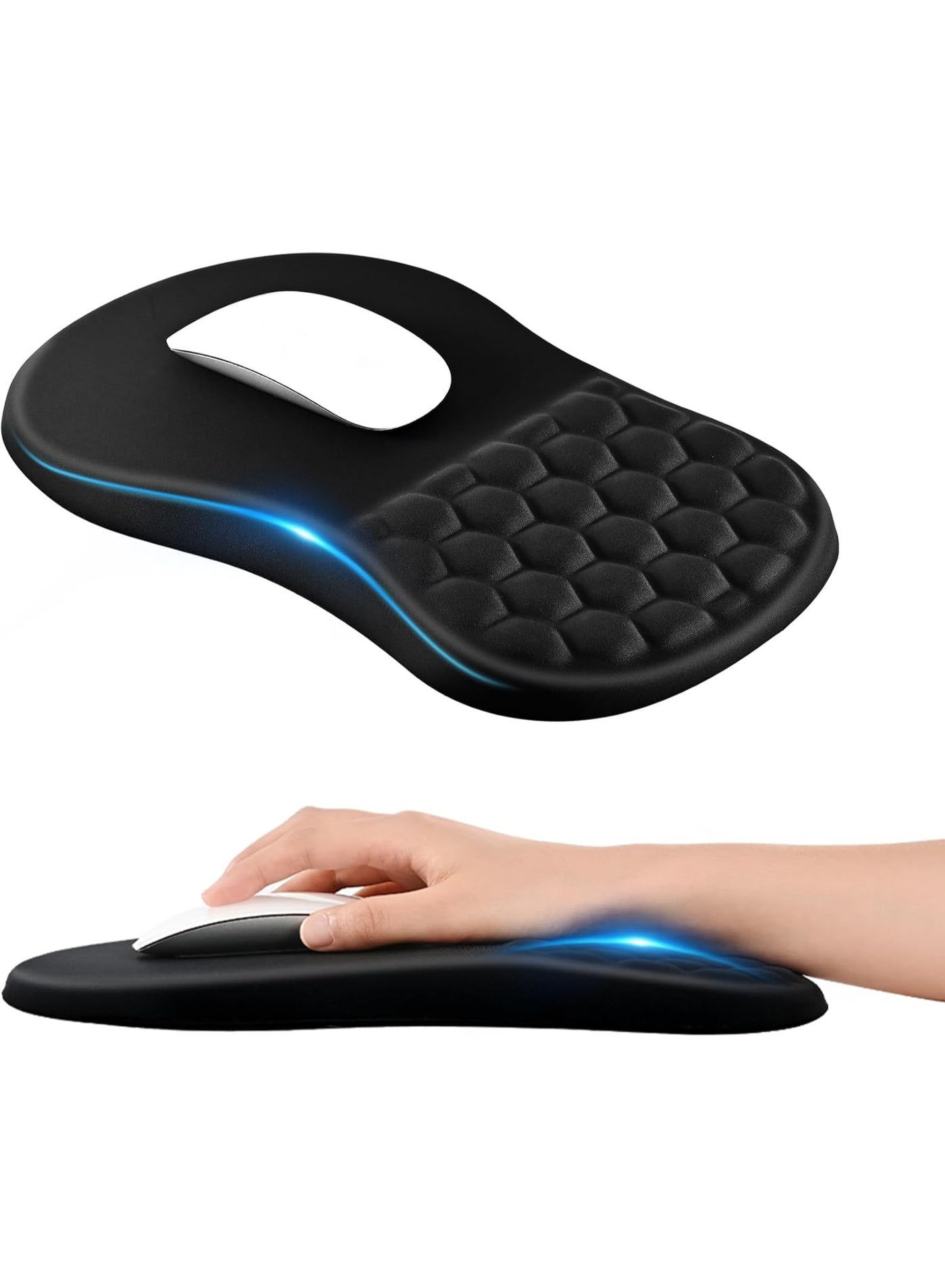 Compare Mouse Pad Wrist Support with Massage Design,Ergonomic Mouse Mat,Mousepad Wrist Rest Pain Relief with Memory Foam&NonSlip Silicone Base,Gaming Mouse Pads for Desk Accessories 12x8 inch,Black at KSA Price
