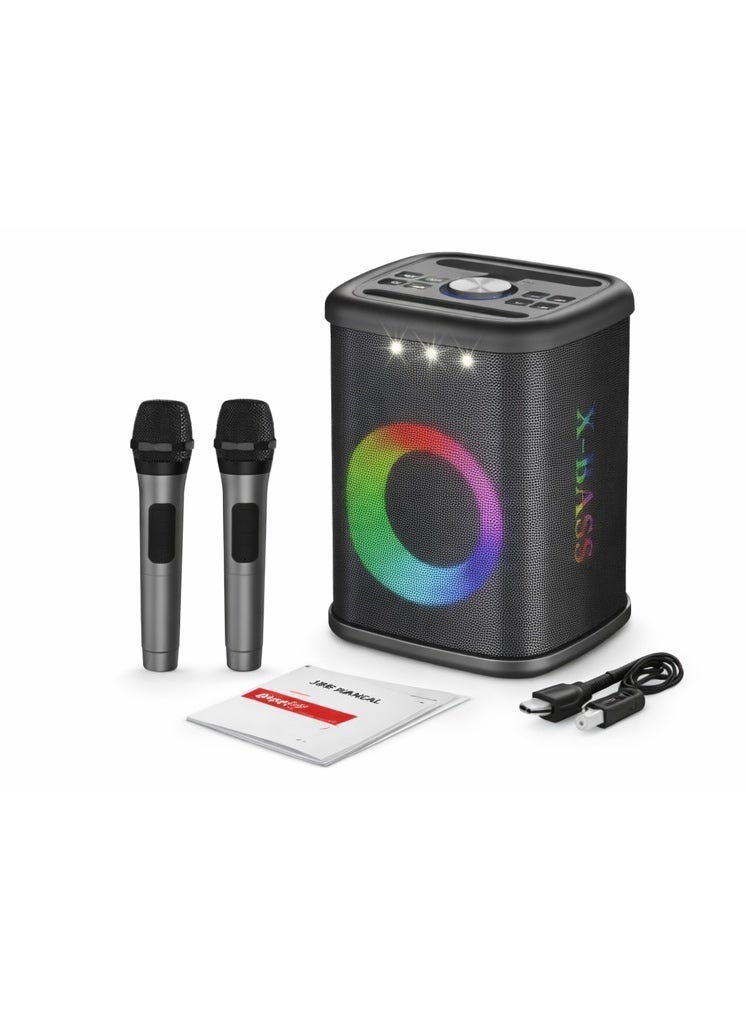 Compare JBK1408 Portable Karaoke Speaker with 2 Mics, RGB Light, Bluetooth at KSA Price