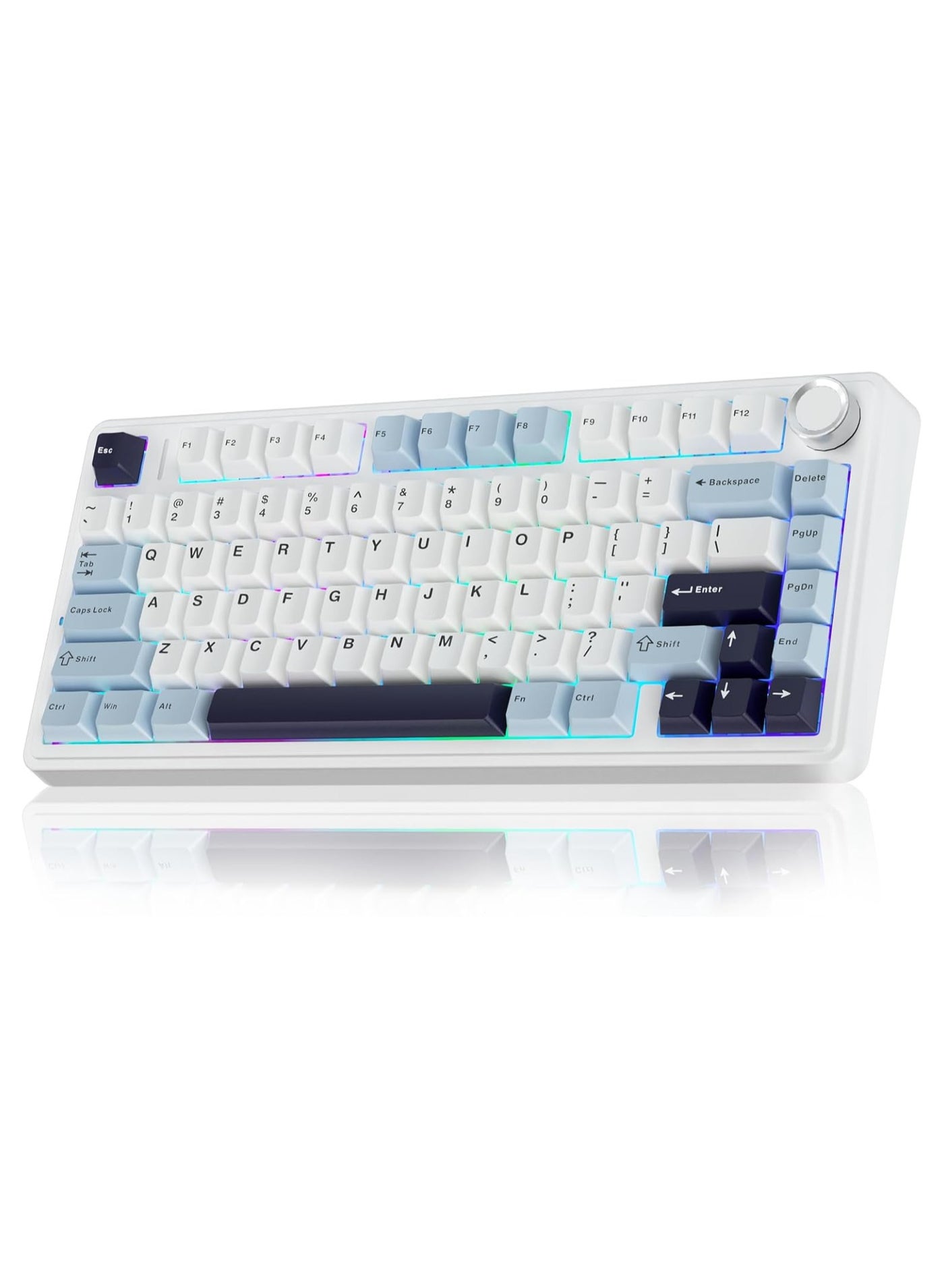 Compare F75 75% Gaming Keyboard,Wireless Mechanical Keyboard, Hot Swappable Creamy Keyboard, Prelubed Greywood Switches RGB Backlit Gaming Keyboards, 3Modes 2.4GHzTypeCBT5.0WhiteBlue at KSA Price