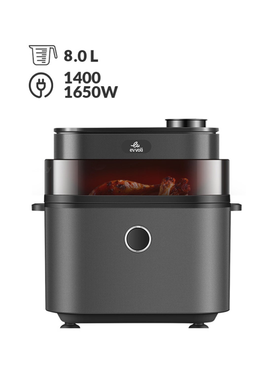 Compare Air Fryer With Juicy And Crispy Options, Digital Control Panel Display, 8 Preset Programs 8 L 1650 W EVKAAF8008D Black at KSA Price