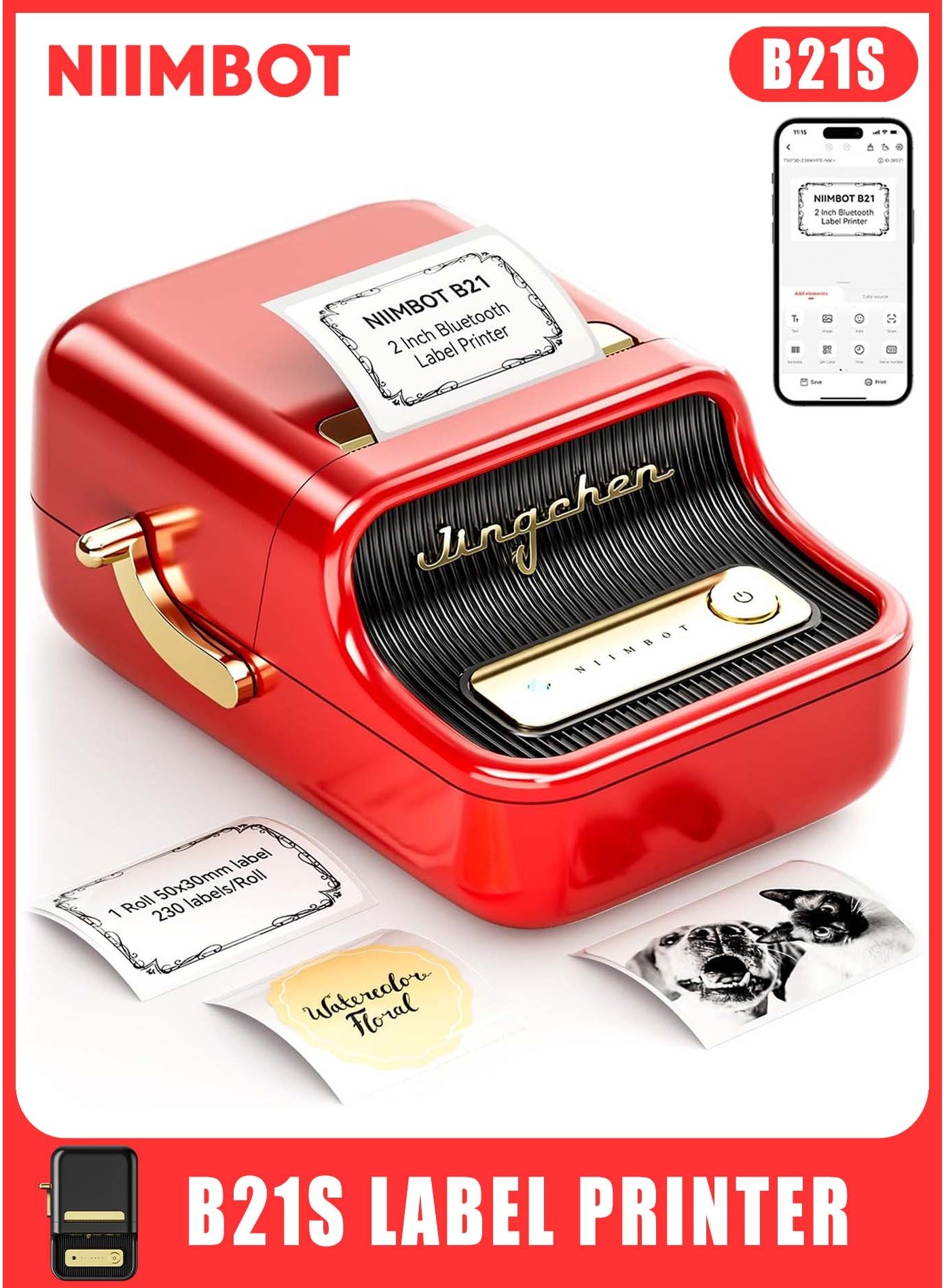 B21S Bluetooth Label Maker Inkless Label Printer with…