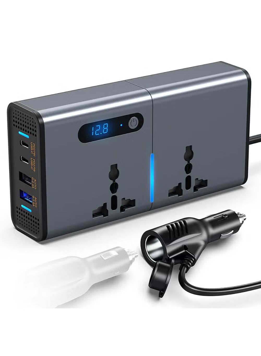 Compare 200W Car Power Inverter DC 1224V to 220V AC Car Inverter 2 PD TypeC Ports QC 3.0 USB and Auto USB Ports Charger Adapter with Switch and Current LED Screen Suitable for Car Truck at KSA Price