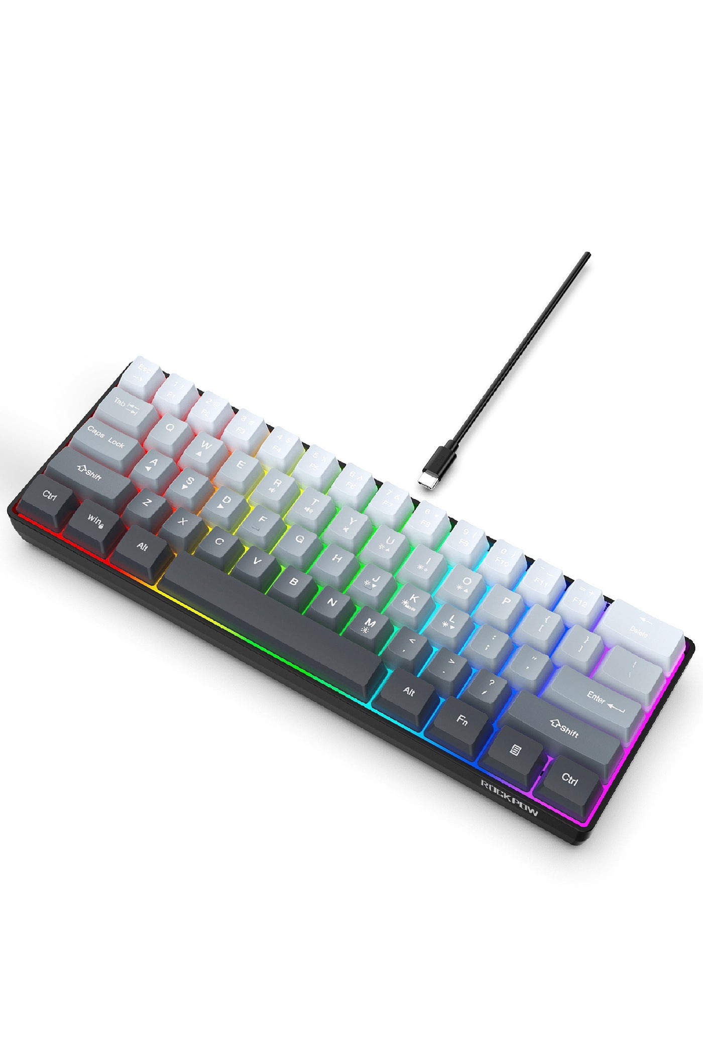 Compare 60% Wired Gaming Keyboard, 61 Keys RGB Backlit UltraCompact Small Gaming Keyboard, for PCMac Gamer, Typist, Travel, Easy to Carry on Business Trip GreyBlack at KSA Price