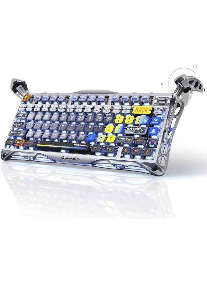 Compare Mercury K1 Pro 75% Wireless Mechanical Keyboard – Tri?Mode Wired  Bluetooth  2.4GHz, Hot?Swappable Kailh Speedy Mint Linear Switches, PBT Keycaps, 8000mAh Battery, Dual RGB Backlight, Aluminum Alloy, Interstellar Silver | Mercury K1 Pro at KSA Price