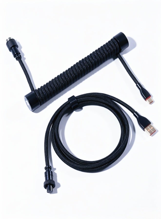 Compare GravaStar Coiled Aviator USBC Cable for Mechanical Keyboard GoldPlated Connectors 5V2A Charging 1.3m Length Black at KSA Price