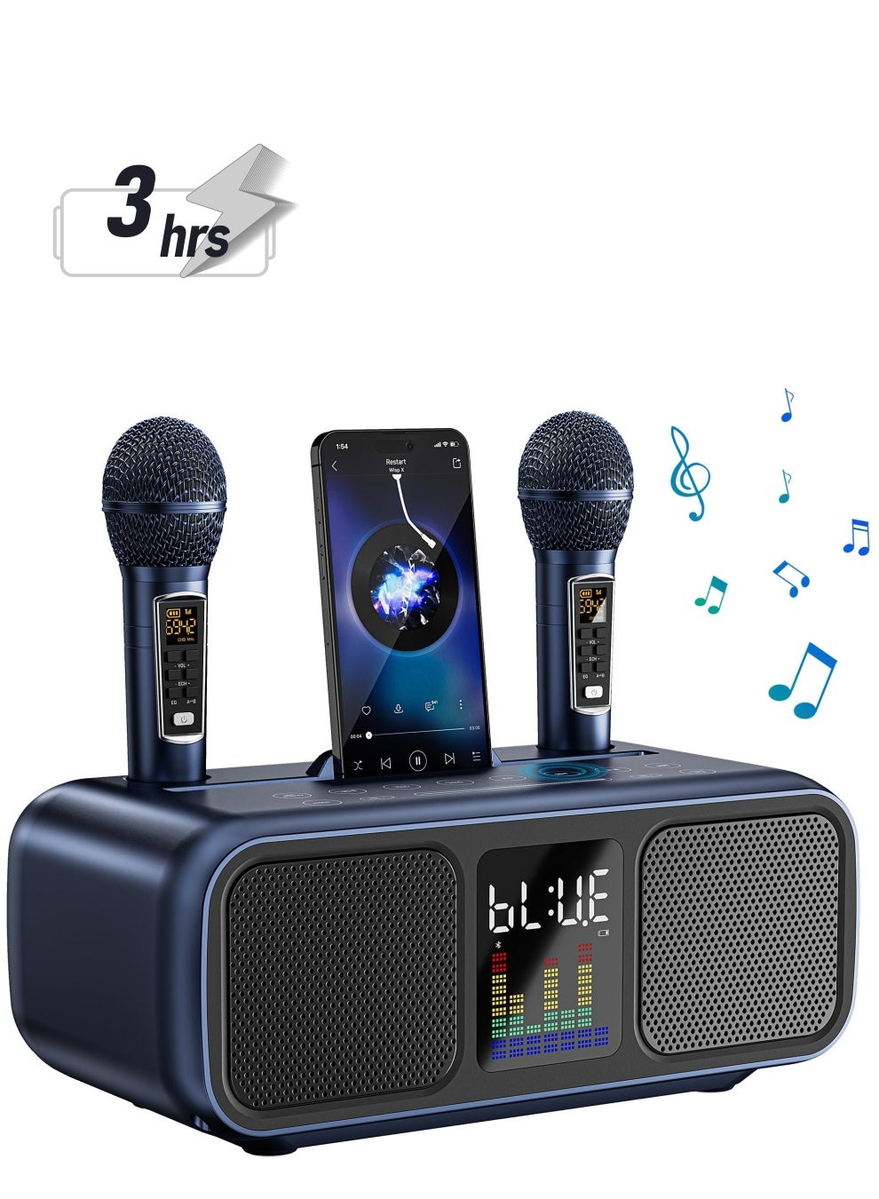 Compare Karaoke Machine with 2 UHF Wireless Microphones and LED Screen, Portable Bluetooth Speaker at KSA Price