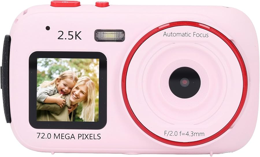 Compare Pink Digital Camera 72MP 2 5K Dual Screen Autofocus Vlogging Camera 16X Zoom Anti Shake Compact for Teens Adults Beginners at KSA Price