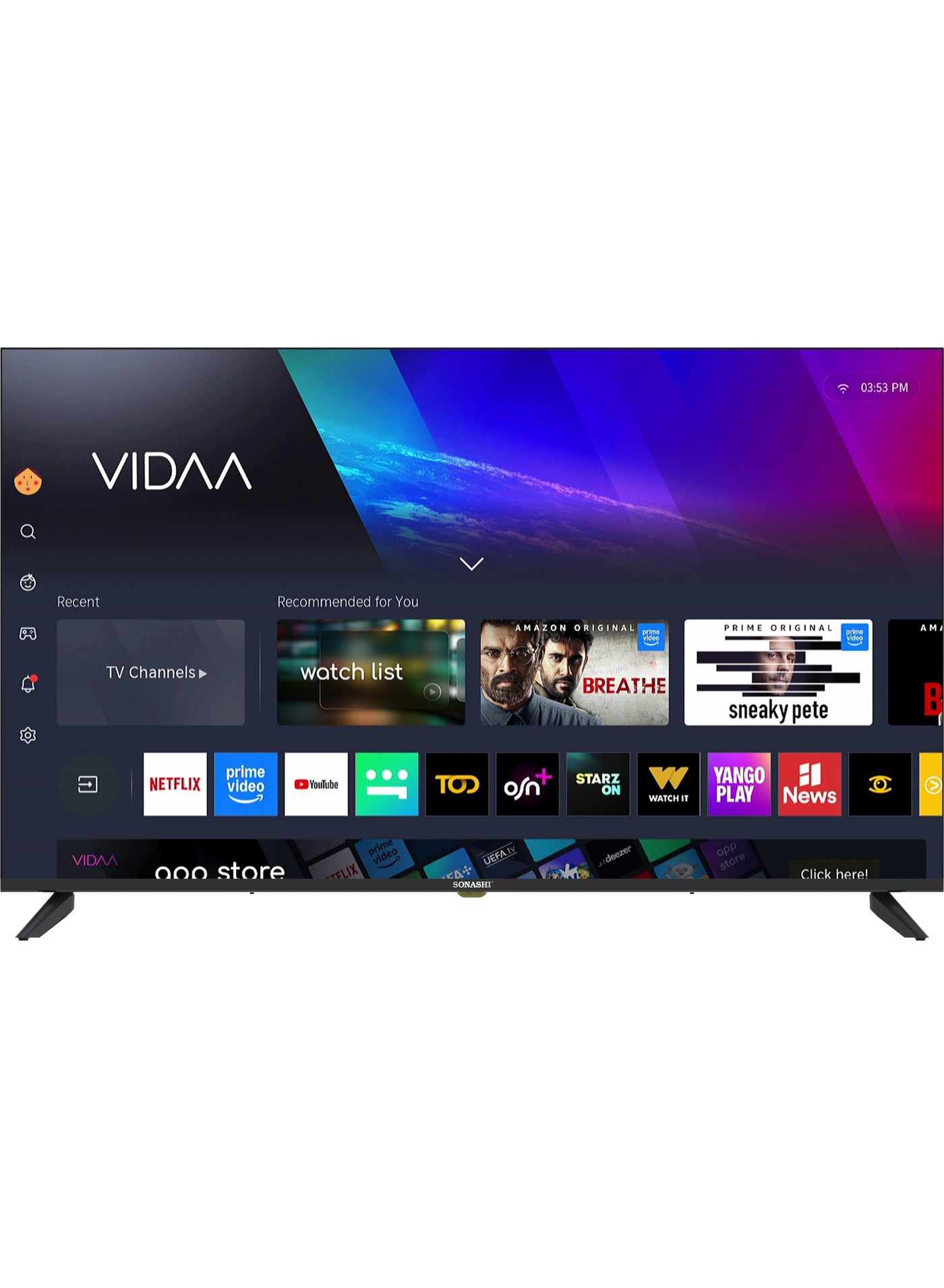 Compare 50 Inch UHD Smart LED TV – Frameless Design with Remote Control | 3840×2160 Ultra HD Resolution with Wide 178° Viewing Angle | Smart VIDAA TV with WiFi, MultiLanguage Support, 2 USB & 3 HDMI Ports | Sonashi SLED5000UHDV at KSA Price