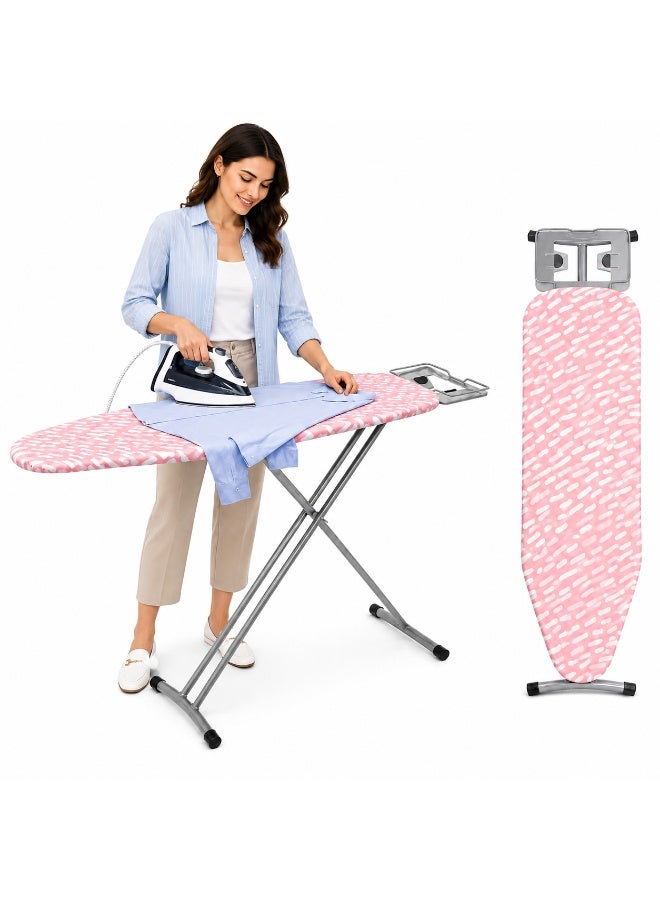 Compare BLACKSTONE Adjustable Ironing Board 120 x 38 cm, Mesh Top with 100% Cotton Cover, Foldable Height Adjustable Ironing Table with Iron Rest, AntiSlip Feet, Assorted Colors at KSA Price