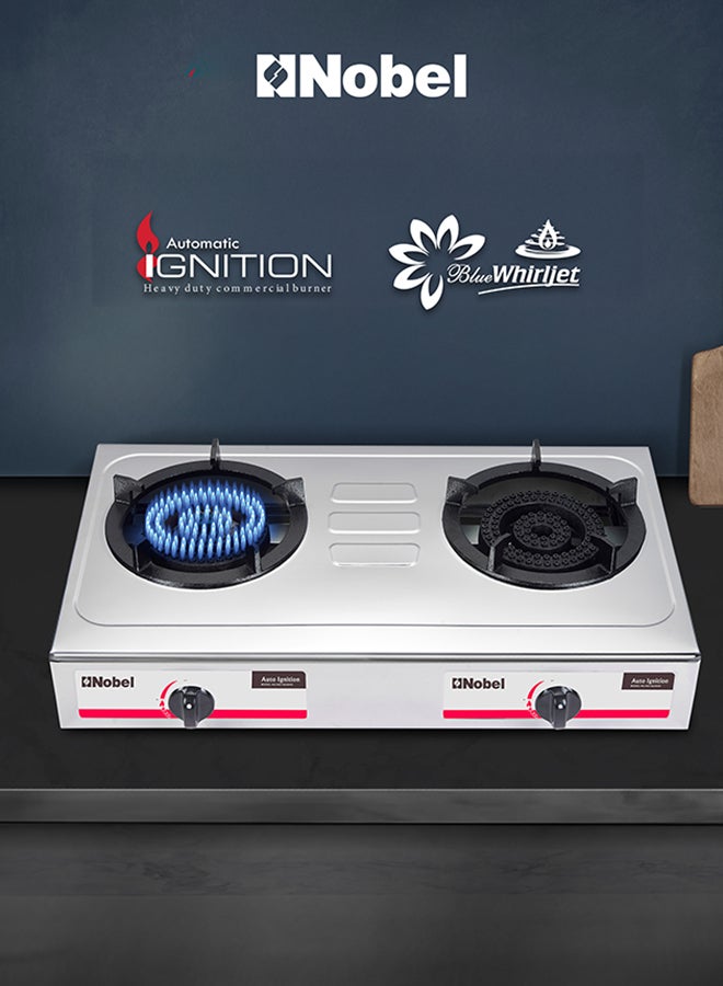 Compare Nobel Heavy Duty Commercial 2Burner Gas Stove NGT2020HD NGT2020HD silver at KSA Price