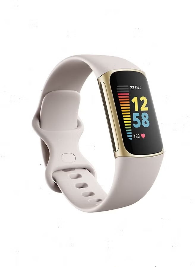 Compare Charge 5 With Advanced Fitness + Health Tracker With Tools For Heart Health Stress Management And Daily Readiness Score Lunar WhiteSoft Gold Stainless Steel at KSA Price