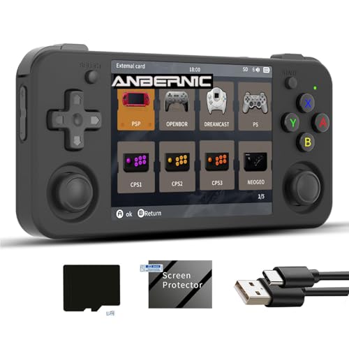 Compare rg35xx h Retro Game Emulator Anbernic 35xxh with a 64G Card PreLoaded Games rg35xxh 35 IPS Screen Supports 5G WiFi Bluetooth HDMI and TV Output at KSA Price