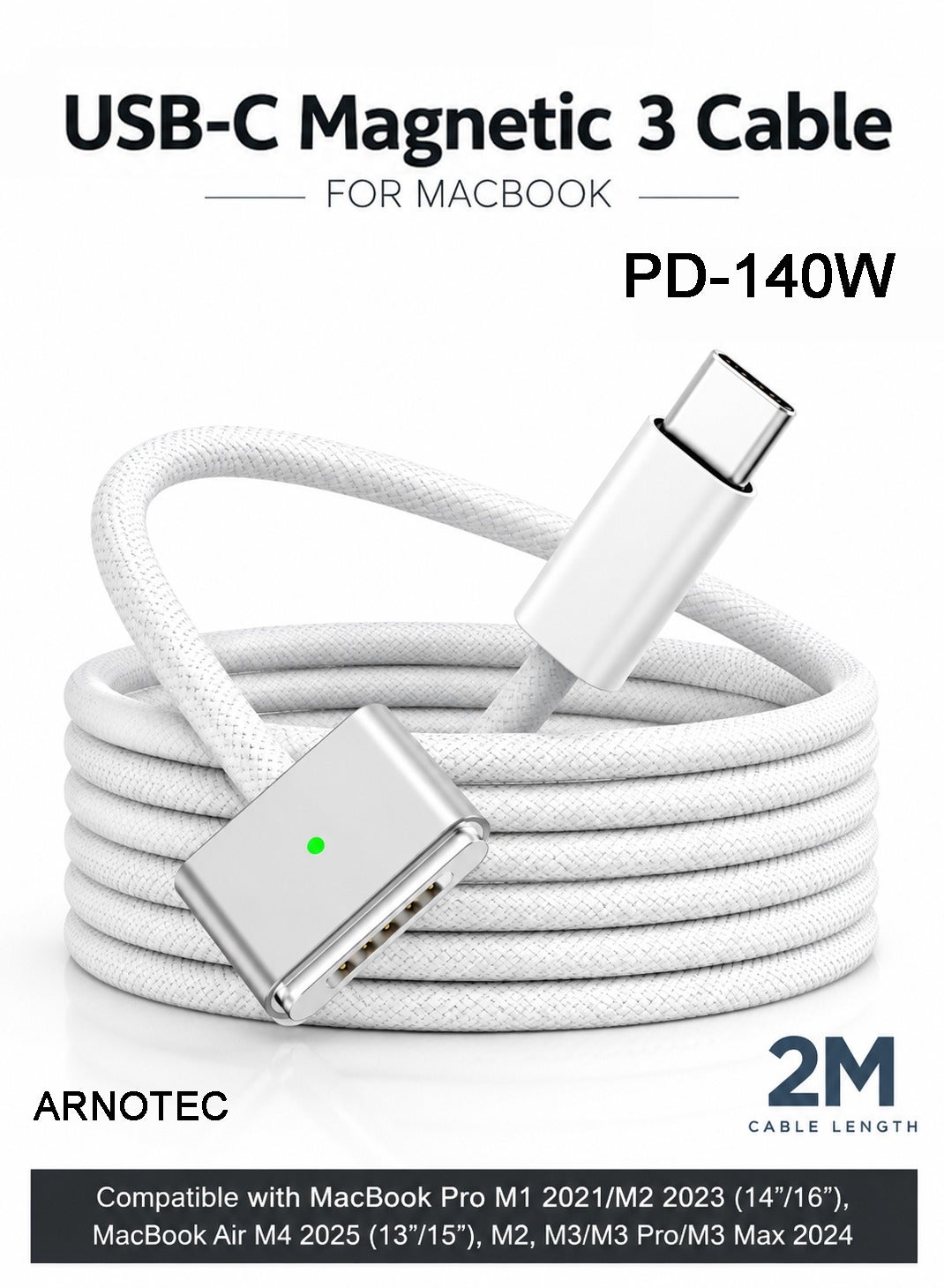 USB-C to Magnetic 3 Charging Cable 140W PD…