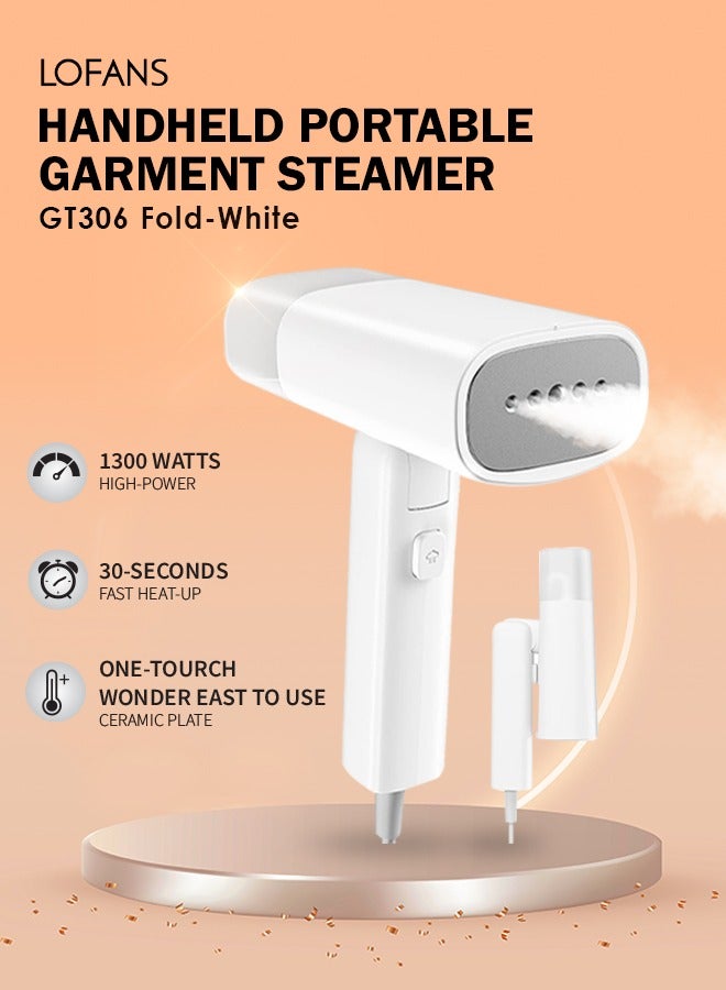 Compare 2 in 1 Garment Steamer 1300W Foldable Steam Iron with High Steam Volume, Handheld Portable Steamer Clothes GT306 FoldWhite at KSA Price