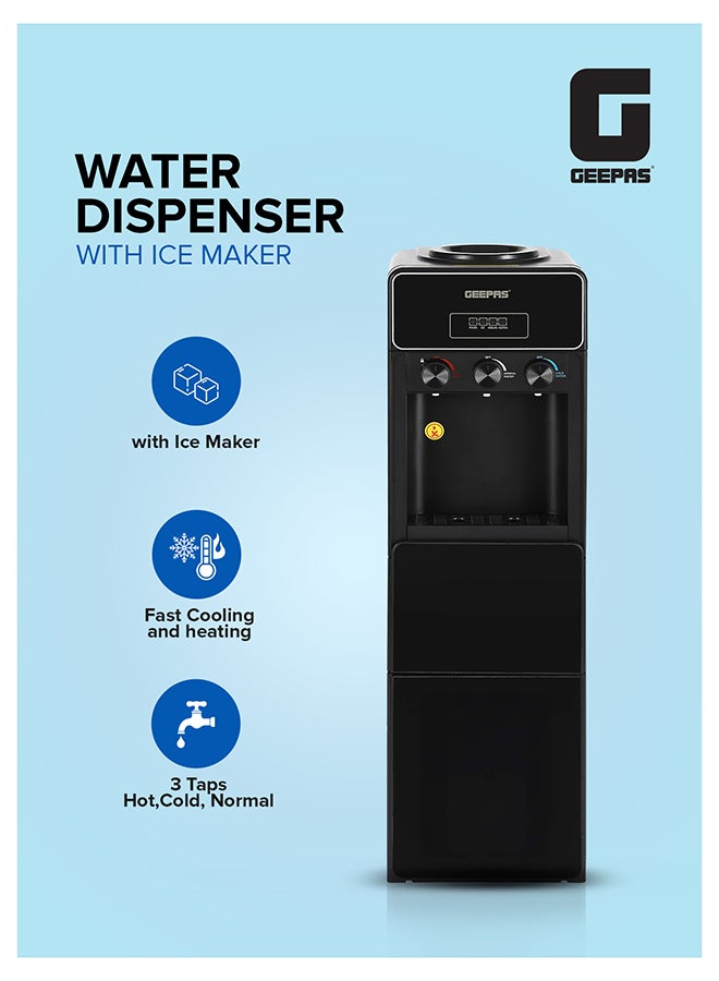 Compare Water Dispenser with Ice Maker | 3 Taps Hot, Cold & Normal 630 W |  2in1 Function, 10kg Ice Capacity | Stainless Steel Tank, Child Lock  | GIM17042 Black GIM17042 Black at KSA Price