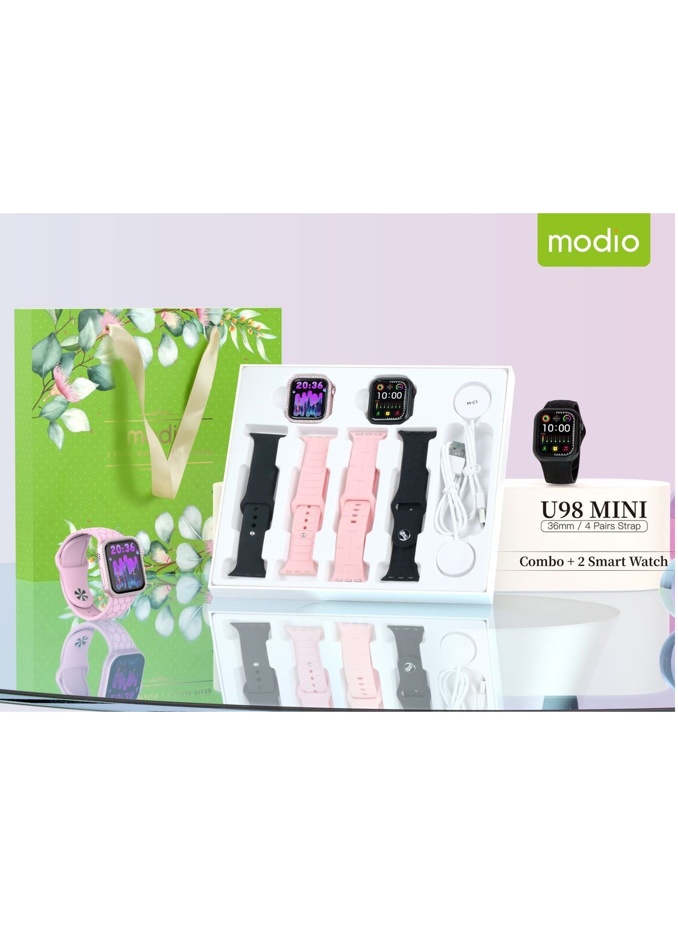 Modio U98 MINI 36mm 2 Smartwatch Combo With…