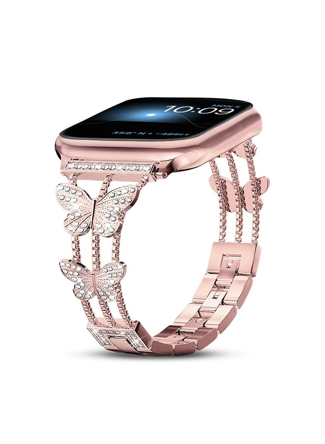 Compare Diamond Metal Watch Band For Apple Watch Series 10 9 8 7 6 5 4 SE, 38404142mm Bling Butterfly Bracelet Straps Girls Rose Pink at KSA Price