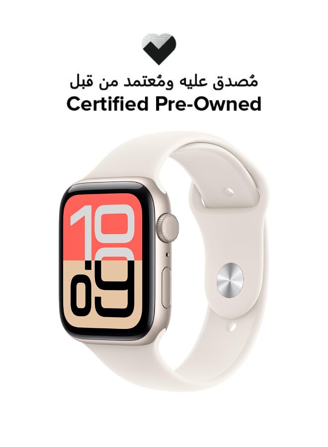 Compare Certified Pre Owned  Watch SE 3 GPS 44mm Starlight Aluminium Case with Starlight Sport Band  ML Starlight at KSA Price