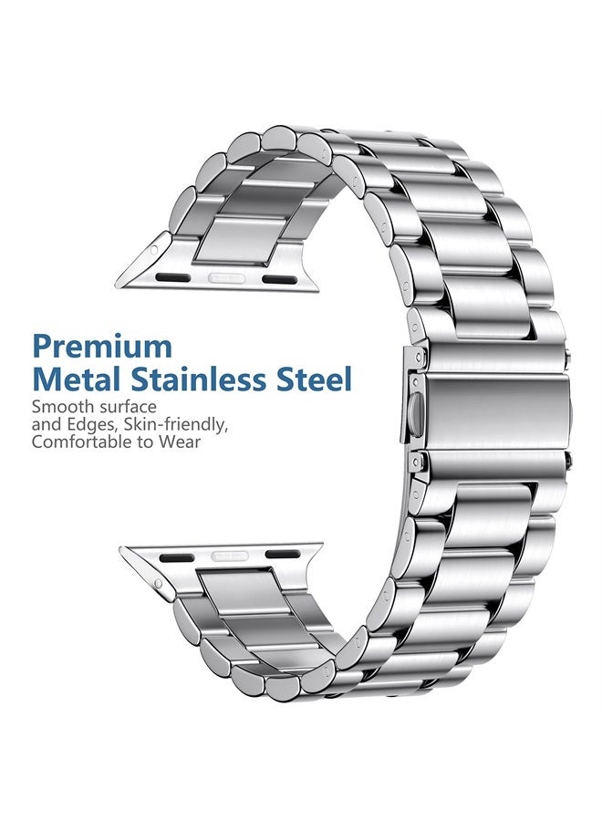 Compare Compatible for Apple Watch Band 41mm 40mm 38mm 44mm 42mm 45mm 49mm,Stainless Steel Metal iWatch Band with 2 Pack Protective Case for Series 87654321SESE2Ultra Men Women Sliver at KSA Price